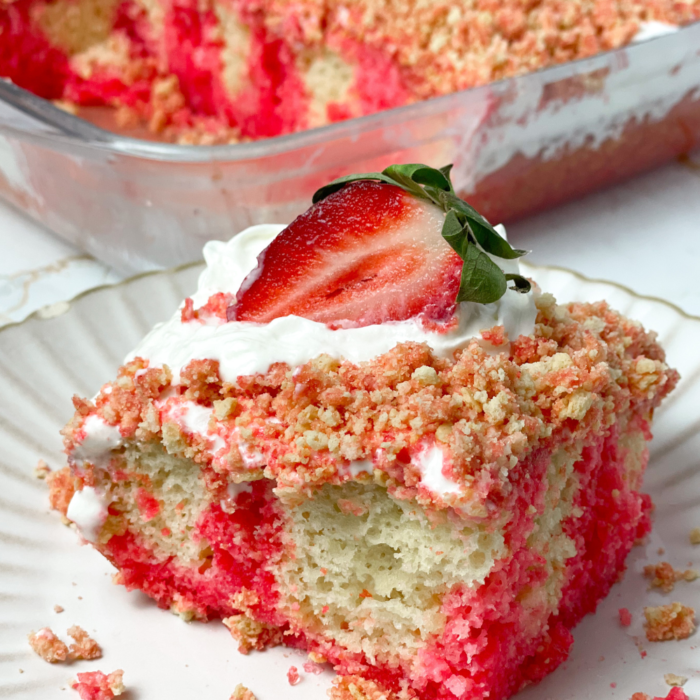 Strawberry Crunch Poke Cake - ZEN AND HONEY