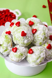 grinch snowball cookies