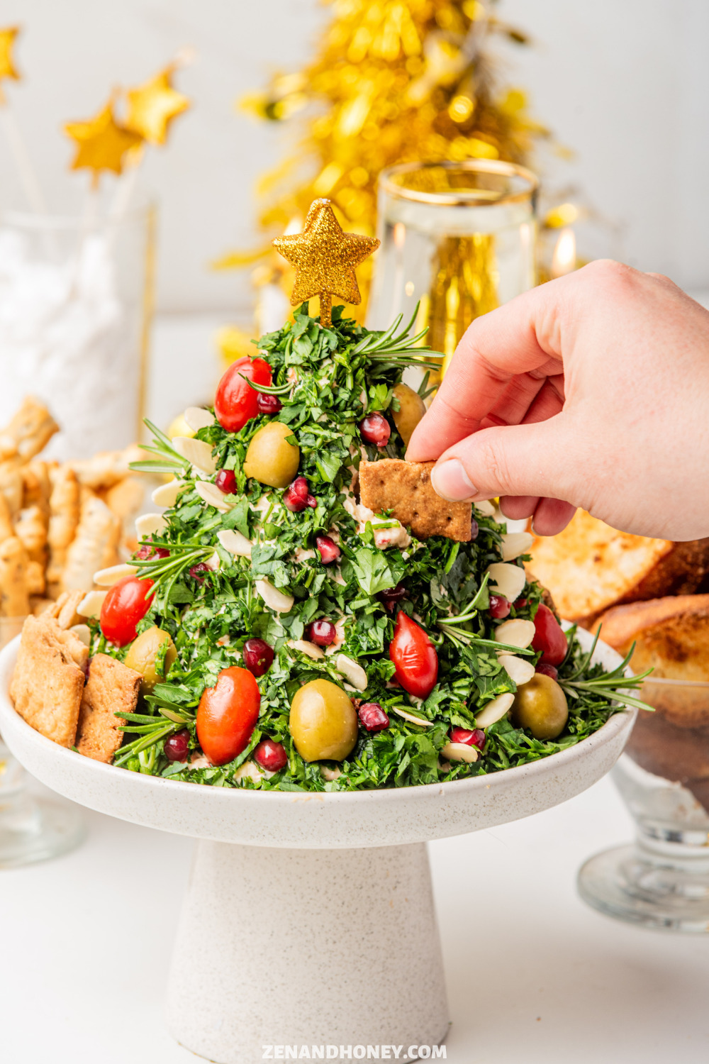 Christmas Tree Cheese Ball - ZEN AND HONEY