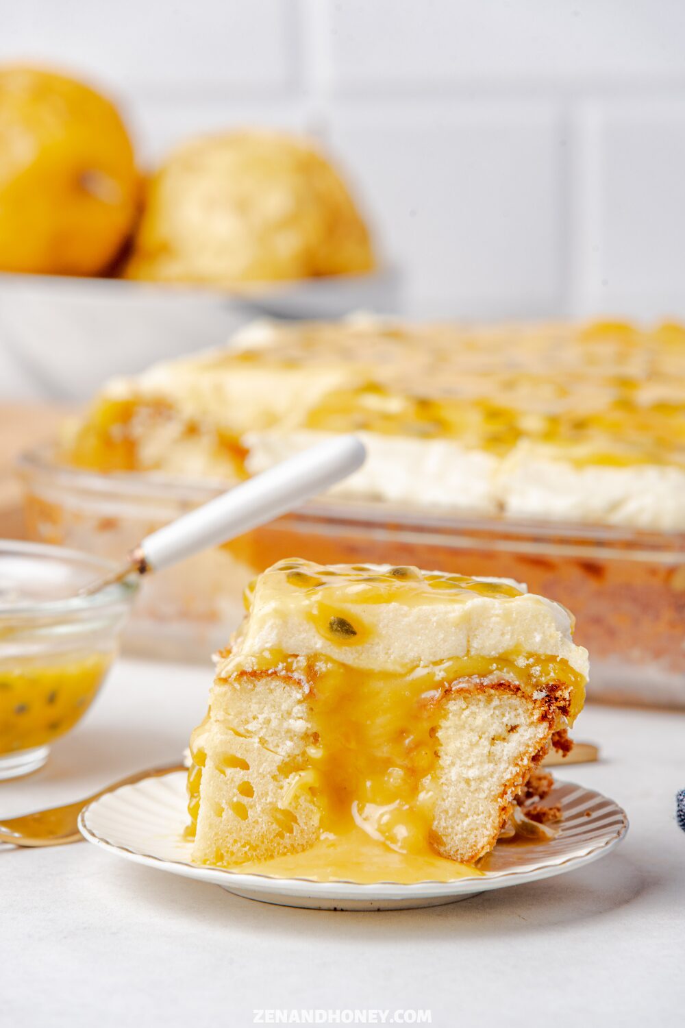 Passion Fruit Poke Cake - ZEN AND HONEY