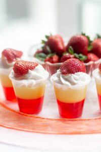 strawberries and cream jello shots