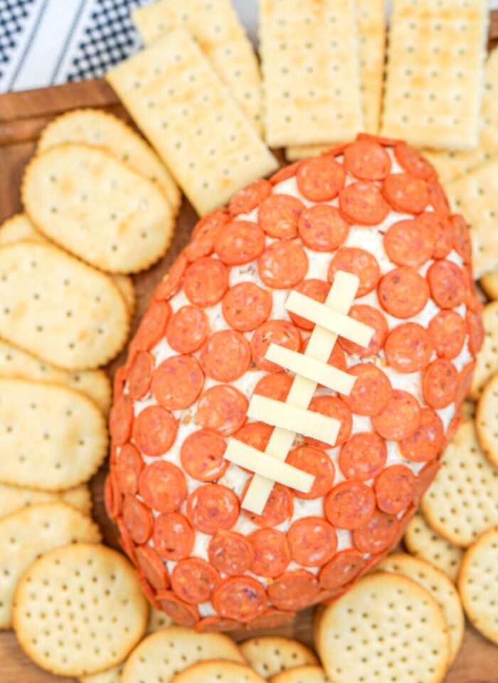 Football Shaped Pepperoni Game Day Dip